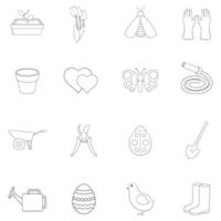 Spring icon set outline vector