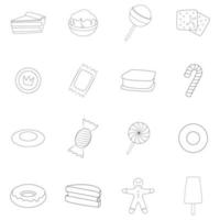 Different candy icon set outline vector