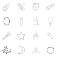 Sources of light icon set outline vector