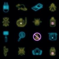 Exterminator icons set vector neon