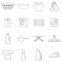 esquema de conjunto de iconos de lavandería vector
