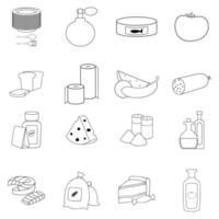 Supermarket department icon set outline vector