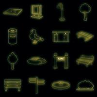 Park icons set vector neon