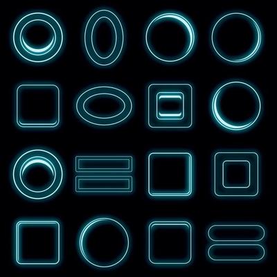 Blank web buttons icons set vector neon