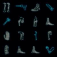 Orthopedic and spine icons set vector neon