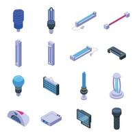 UV lamp icons set, isometric style vector