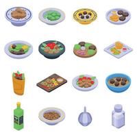 Falafel icons set, isometric style vector