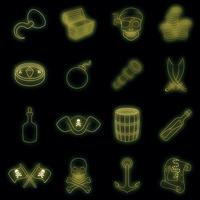 conjunto de iconos de símbolos de cultura pirata neón vectorial vector