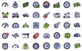 Velocity icons set line color vector