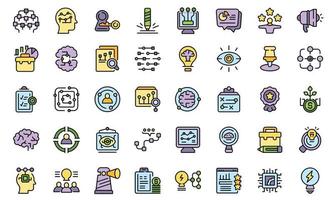 Insight icons set line color vector