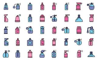 conjunto de iconos de botella de spray vector de color de línea