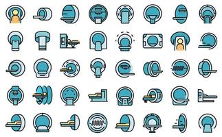 Magnetic resonance tomography icons set line color vector