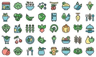 conjunto de iconos de vegetarianismo vector plano
