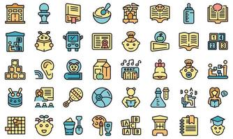 Early educations icons set vector flat