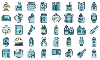 E-cigarette accessories icons set vector flat