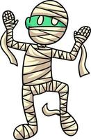 Dancing Mummy Halloween Cartoon Colored Clipart vector