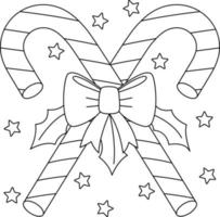bastón de caramelo de navidad para colorear página para niños vector