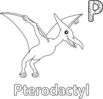 Pterodactyl Alphabet Dinosaur ABC Coloring Page P vector