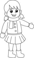 Christmas Girl Isolated Coloring Page for Kids vector