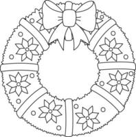 Christmas Wreath Isolated Coloring Page for Kids vector