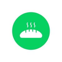 Hot bread, loaf icon vector isolated on circle background