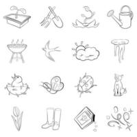 Spring icons set vector outline