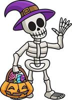 Skeleton Halloween Cartoon Colored Clipart vector