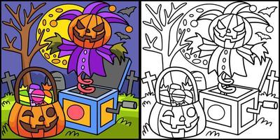 Jack In The Box Coloring Page Colored Illustration
