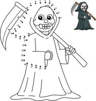 Dot to Dot Grim Reaper Halloween Isolated Coloring vector