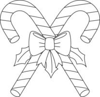 Christmas Candy Cane Isolated Coloring Page vector