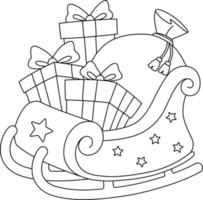 Christmas Sleigh Isolated Coloring Page for Kids