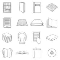 esquema de conjunto de iconos de libros