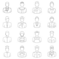 Professions icon set outline vector