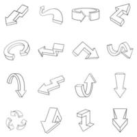 Arrow icon set outline vector