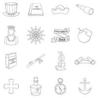 Columbus Day icon set outline vector