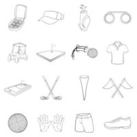 Golf icon set outline vector