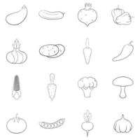 Vegetables studio icon set outline vector