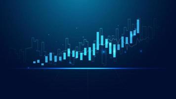 Business candle stick graph chart of stock market investment trading on blue background. Bullish point, up trend of graph. Economy vector design