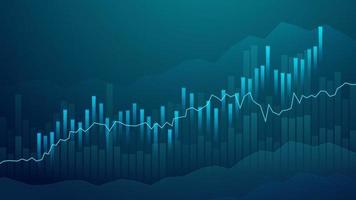 Business candle stick graph chart of stock market investment trading on blue background. Bullish point, up trend of graph. Economy vector design