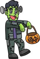 Zombie Halloween Cartoon Colored Clipart vector