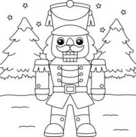 pagina para colorear de cascanueces de navidad para niños vector