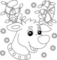 Christmas Reindeer Head Coloring Page for Kids vector