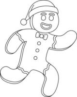 Christmas Ginger Bread Man Isolated Coloring Page vector