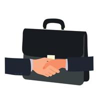 Conclusion of a deal, signing of a contract. Handshake vector stock illustration. Business portfolio. Isolated on a white background.