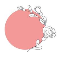 plantilla de logotipo de flor vectorial en estilo elegante y minimalista con color rosa. pastel. logotipos en marcos redondos. para gafetes, etiquetas, logos e identidad corporativa de la empresa. vector