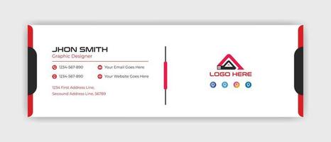 Corporate email signature design template with gray and red shape, simple email signature, white background email template vector