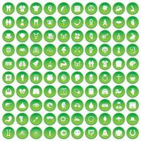 100 spring holidays icons set green circle vector