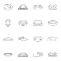 Stadium icons set vector outline