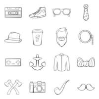 Hipster icons set vector outline