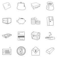 Finance icons set vector outline